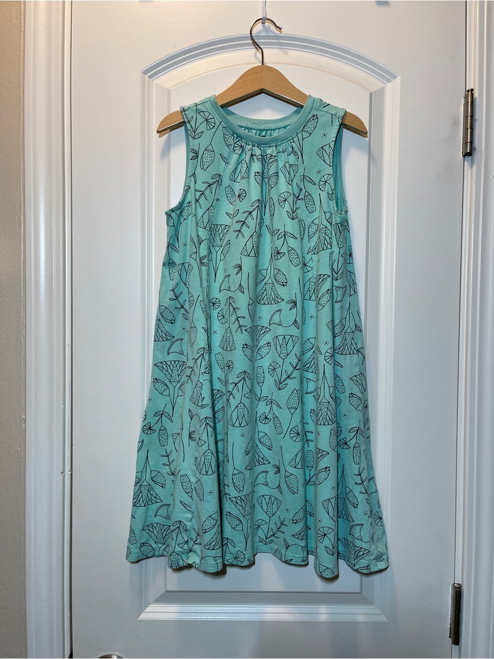 Tea Collection Mint Green Leaf Print Sleeveless Dress